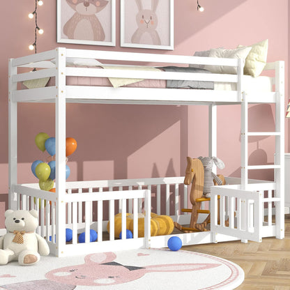 Bunk Bed With Playpark Playkid Hm21312.01 Pine Wood In White--with Mattress 90x190cm