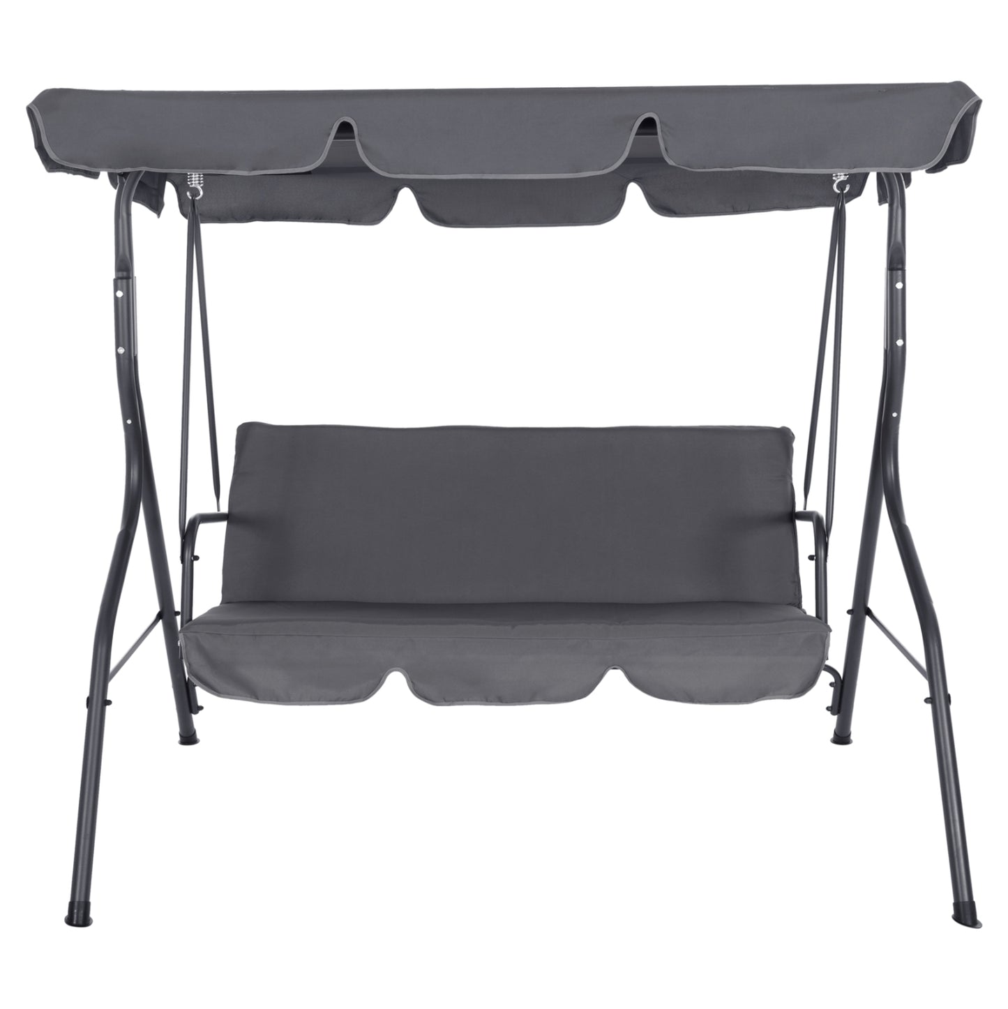 Porch Swinger 3-seater With Sunshield Likid Hm5979.01 Metal Frame And Fabric In Grey 170x110x153hcm.