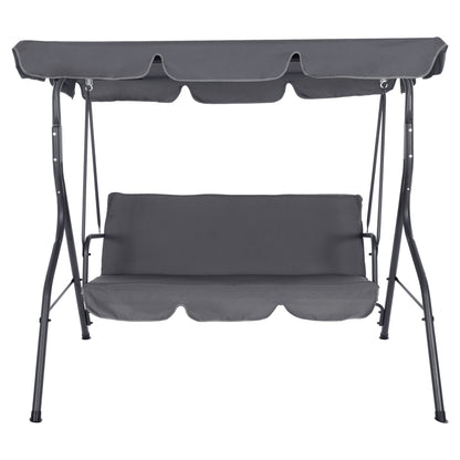 Porch Swinger 3-seater With Sunshield Likid Hm5979.01 Metal Frame And Fabric In Grey 170x110x153hcm.