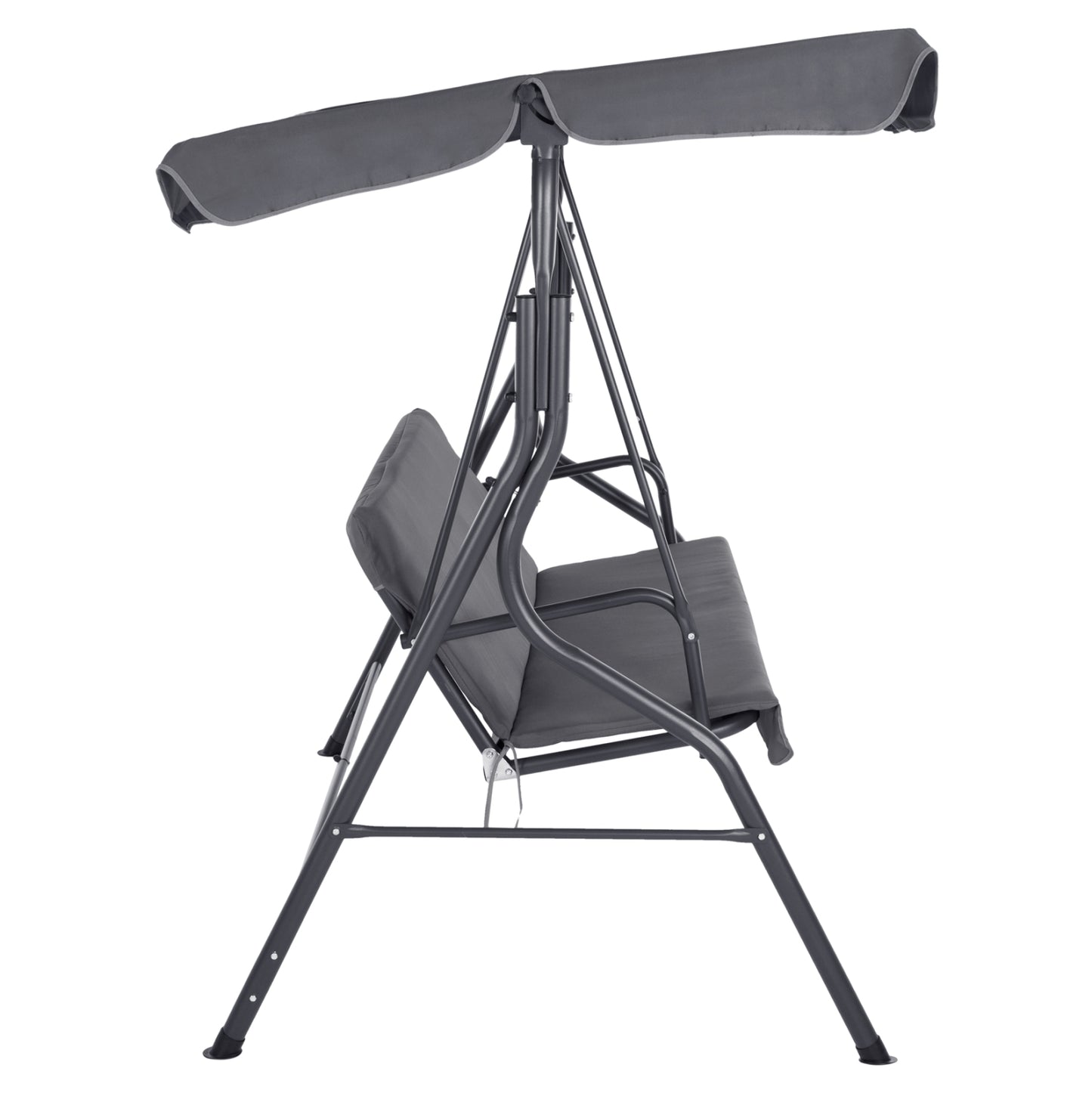 Porch Swinger 3-seater With Sunshield Likid Hm5979.01 Metal Frame And Fabric In Grey 170x110x153hcm.