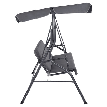 Porch Swinger 3-seater With Sunshield Likid Hm5979.01 Metal Frame And Fabric In Grey 170x110x153hcm.