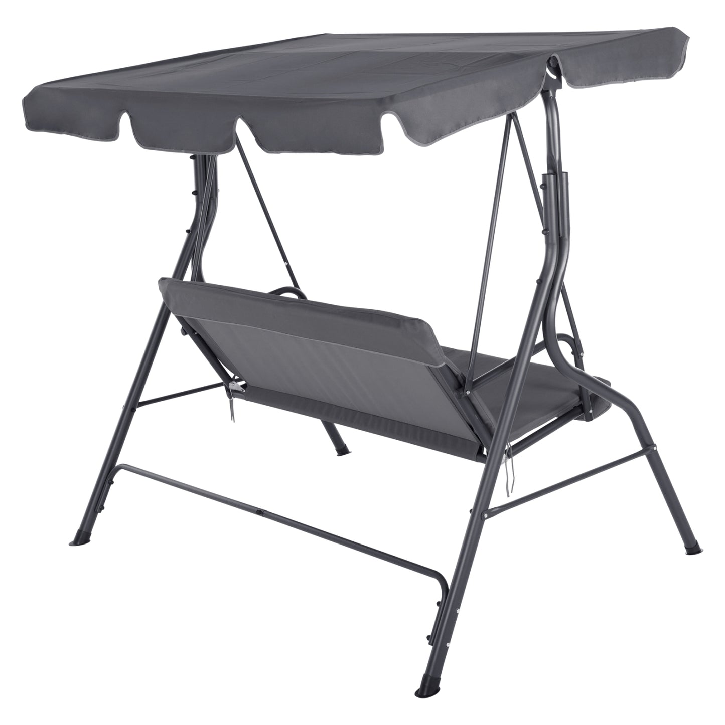 Porch Swinger 3-seater With Sunshield Likid Hm5979.01 Metal Frame And Fabric In Grey 170x110x153hcm.
