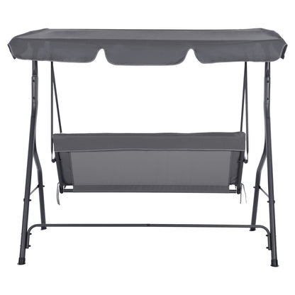 Porch Swinger 3-seater With Sunshield Likid Hm5979.01 Metal Frame And Fabric In Grey 170x110x153hcm.