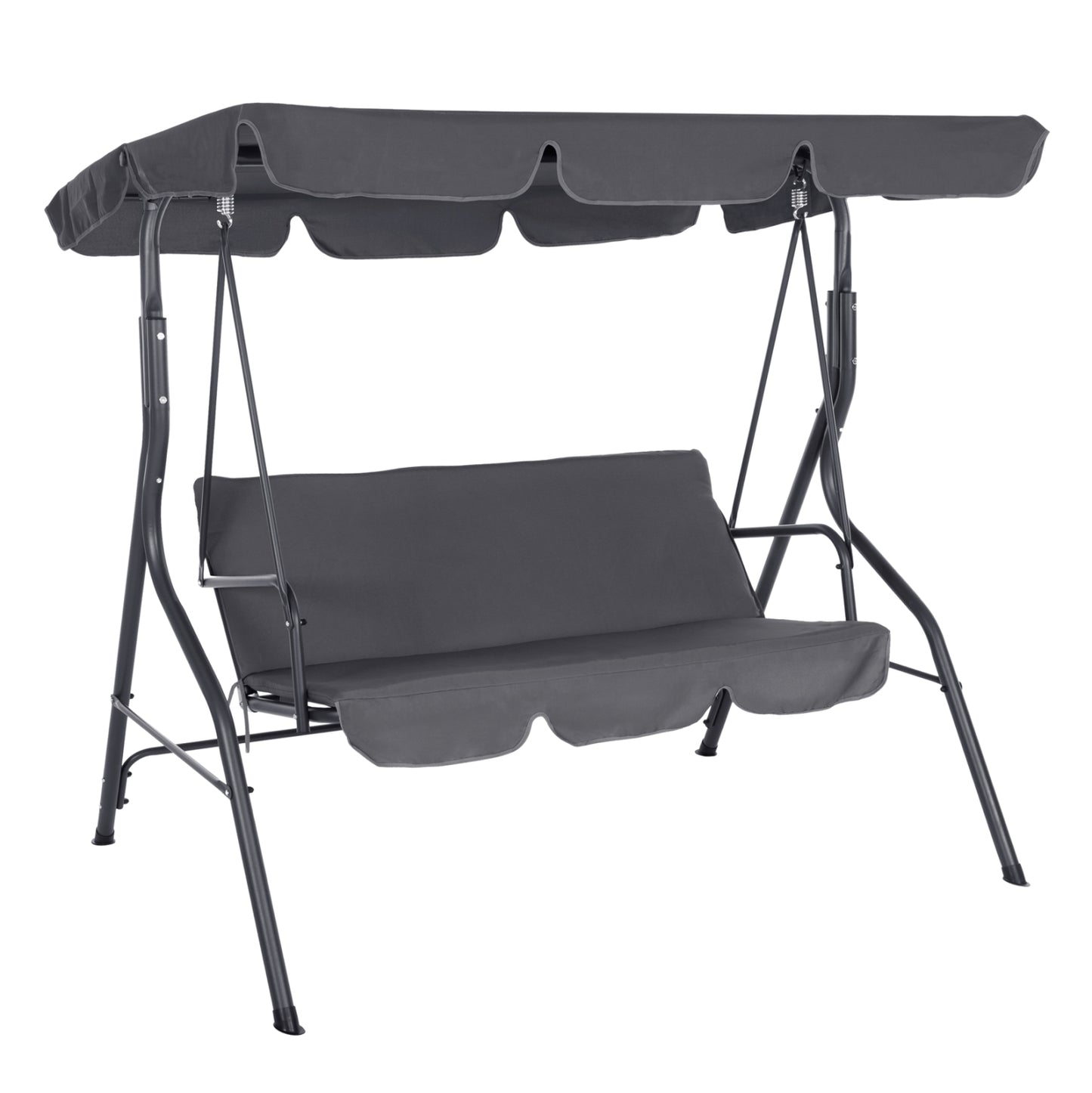 Porch Swinger 3-seater With Sunshield Likid Hm5979.01 Metal Frame And Fabric In Grey 170x110x153hcm.