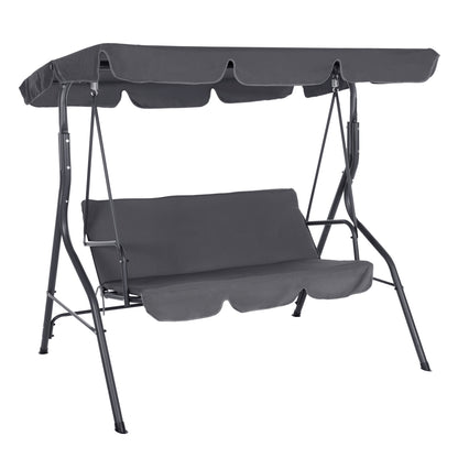 Porch Swinger 3-seater With Sunshield Likid Hm5979.01 Metal Frame And Fabric In Grey 170x110x153hcm.