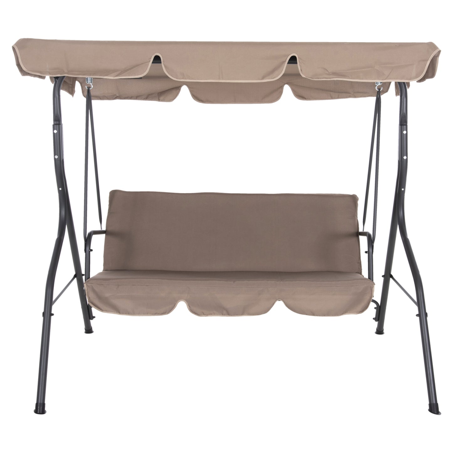 Porch Swinger 3-seater With Sunshield Likid Hm5979.02 Metal Grey- Fabric In Brown 174x110x200hcm.