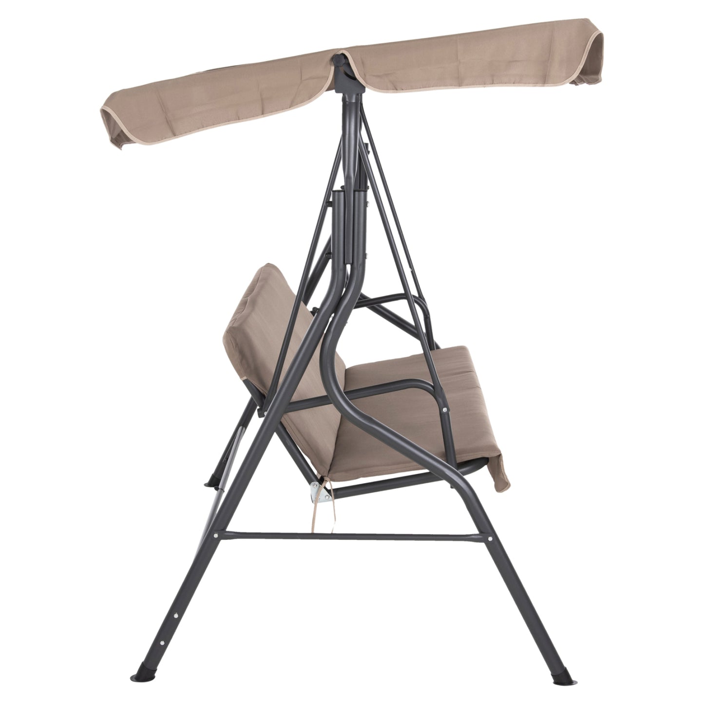 Porch Swinger 3-seater With Sunshield Likid Hm5979.02 Metal Grey- Fabric In Brown 174x110x200hcm.