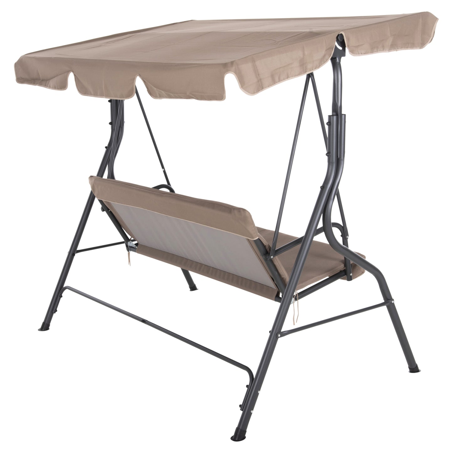 Porch Swinger 3-seater With Sunshield Likid Hm5979.02 Metal Grey- Fabric In Brown 174x110x200hcm.