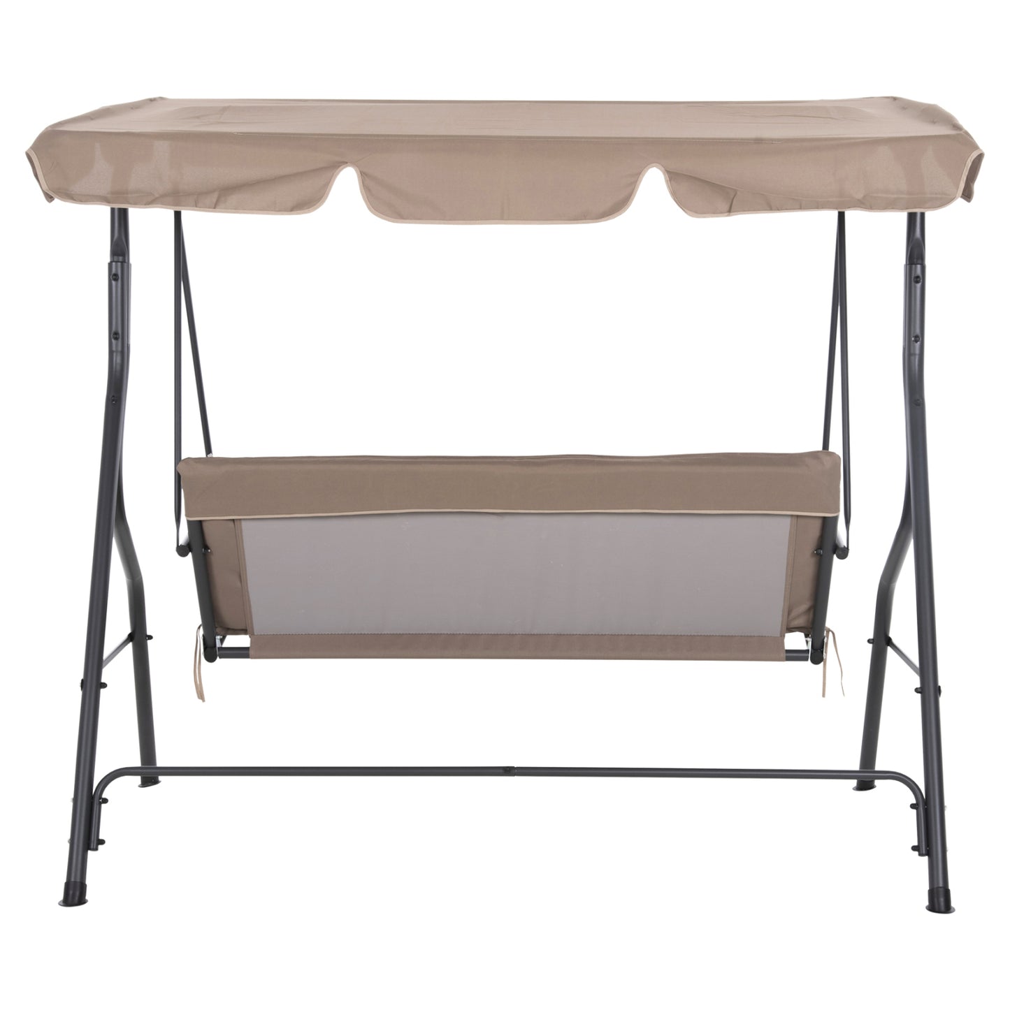 Porch Swinger 3-seater With Sunshield Likid Hm5979.02 Metal Grey- Fabric In Brown 174x110x200hcm.