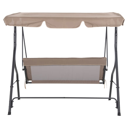 Porch Swinger 3-seater With Sunshield Likid Hm5979.02 Metal Grey- Fabric In Brown 174x110x200hcm.