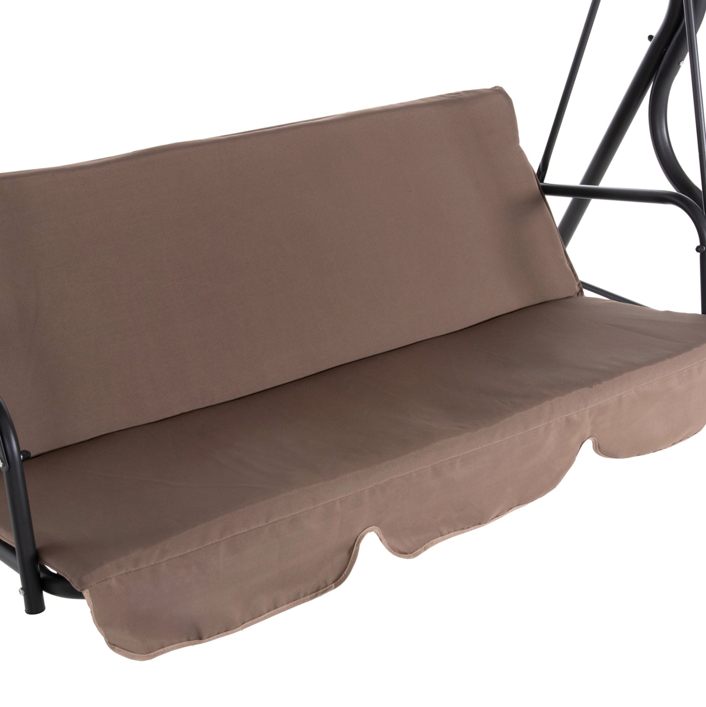 Porch Swinger 3-seater With Sunshield Likid Hm5979.02 Metal Grey- Fabric In Brown 174x110x200hcm.