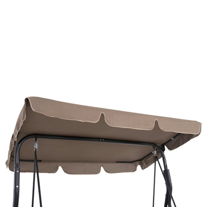Porch Swinger 3-seater With Sunshield Likid Hm5979.02 Metal Grey- Fabric In Brown 174x110x200hcm.