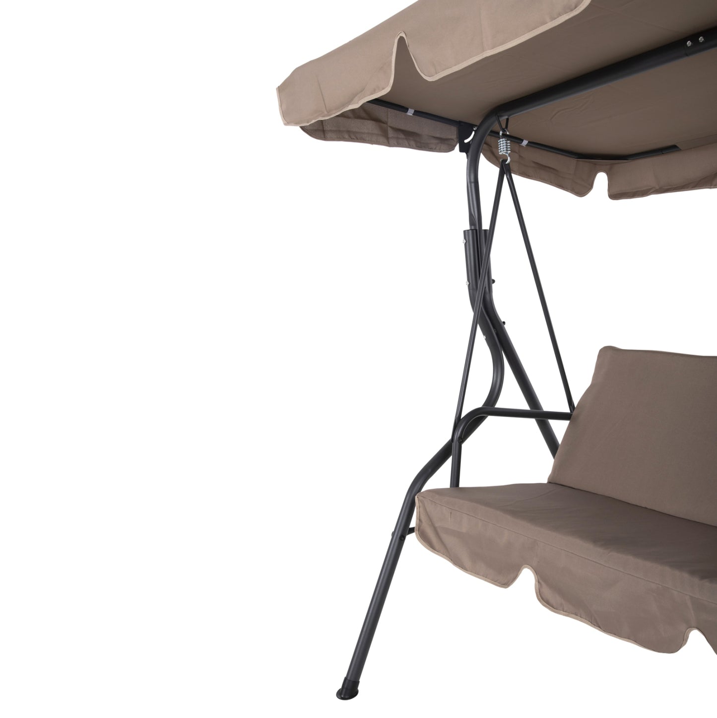 Porch Swinger 3-seater With Sunshield Likid Hm5979.02 Metal Grey- Fabric In Brown 174x110x200hcm.