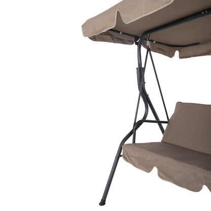 Porch Swinger 3-seater With Sunshield Likid Hm5979.02 Metal Grey- Fabric In Brown 174x110x200hcm.