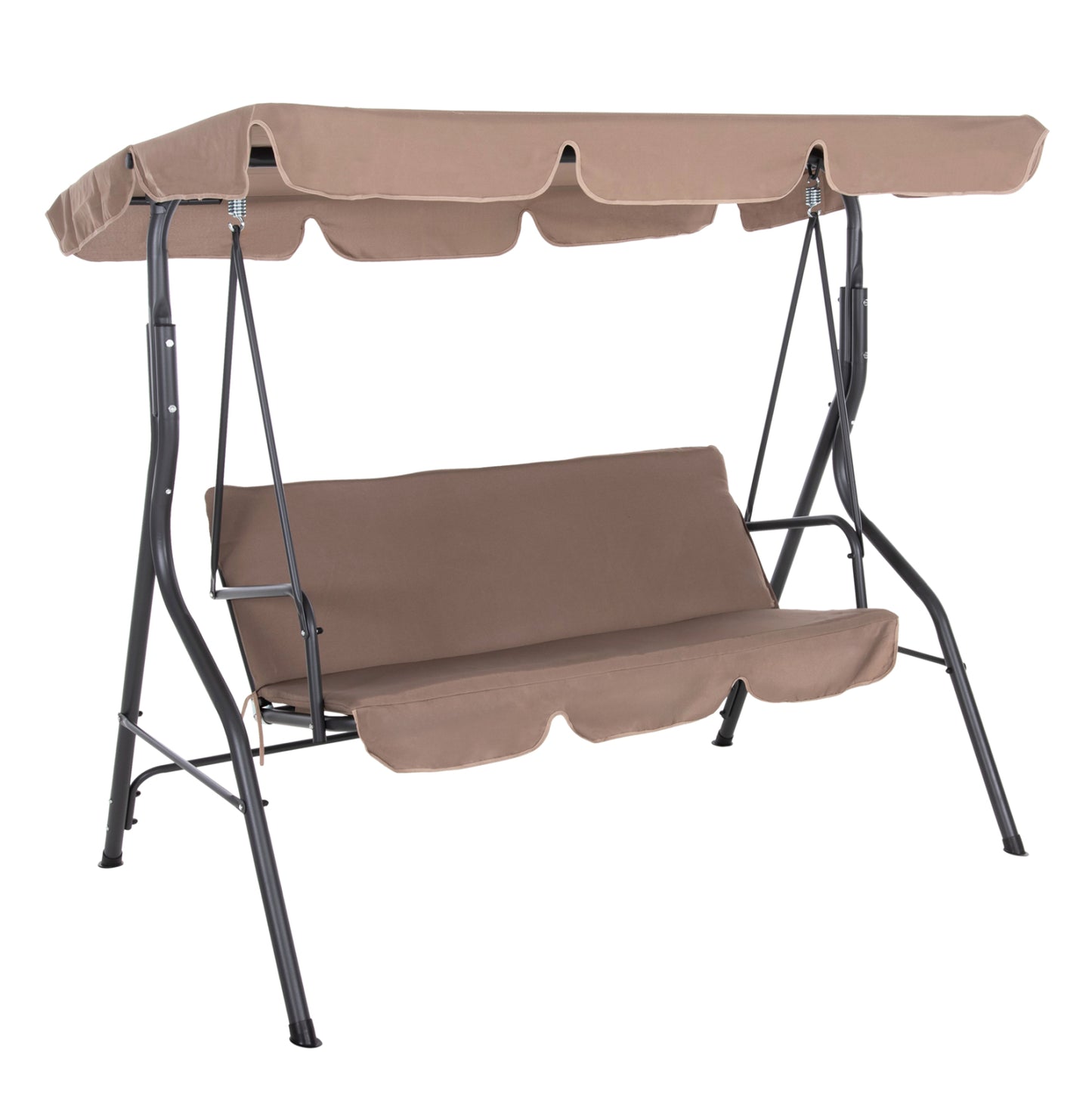 Porch Swinger 3-seater With Sunshield Likid Hm5979.02 Metal Grey- Fabric In Brown 174x110x200hcm.