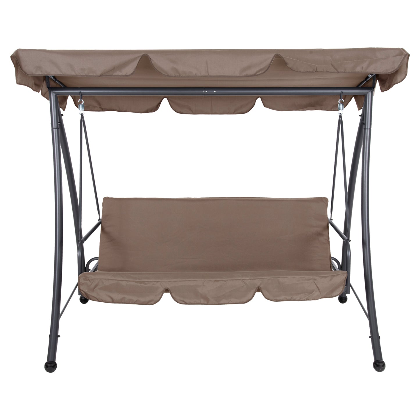 Porch Swinger-bed 3-seater Likid Hm5980.02 Metal Frame In Grey-fabric In Light Brown 194x119x210hcm.