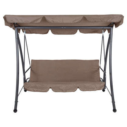 Porch Swinger-bed 3-seater Likid Hm5980.02 Metal Frame In Grey-fabric In Light Brown 194x119x210hcm.