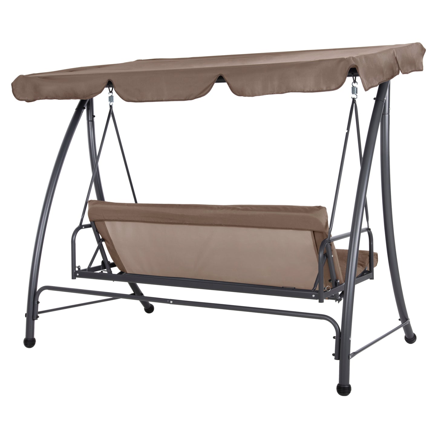 Porch Swinger-bed 3-seater Likid Hm5980.02 Metal Frame In Grey-fabric In Light Brown 194x119x210hcm.