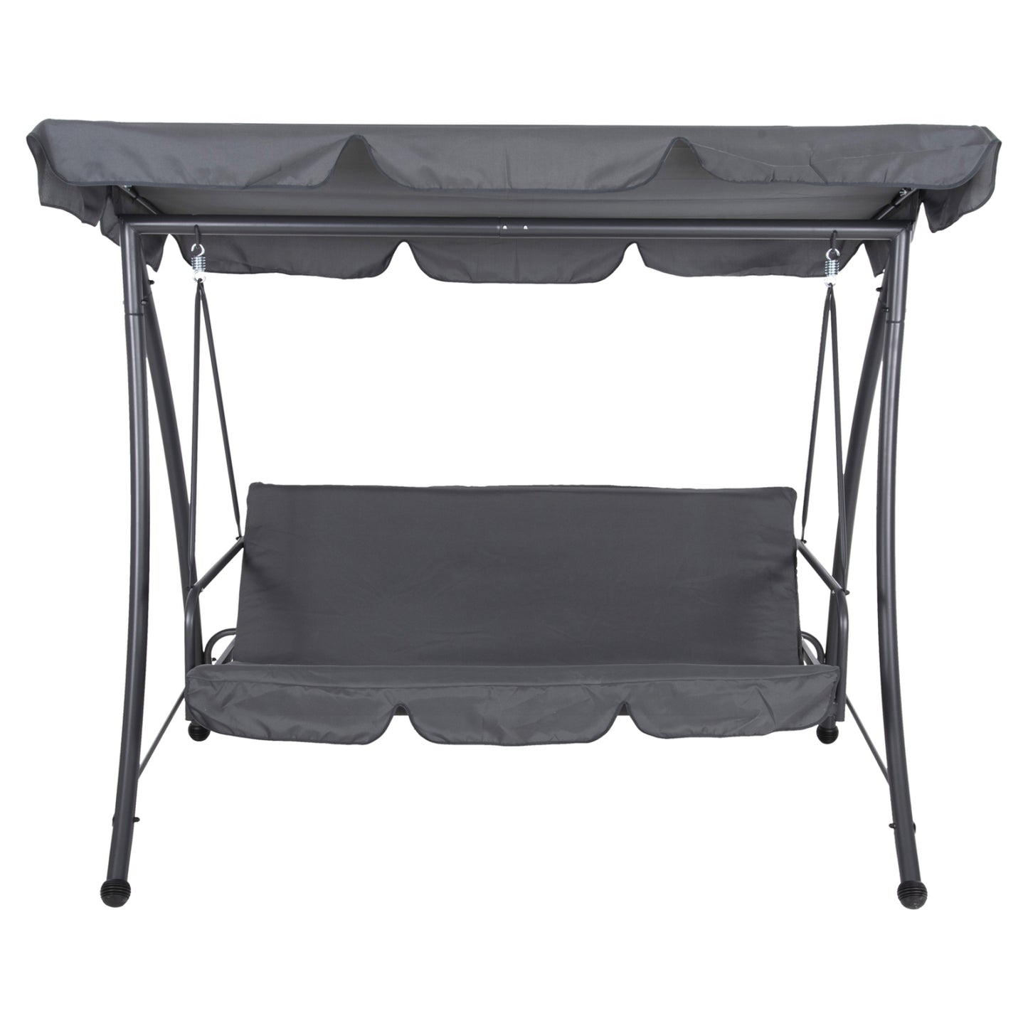 Porch Swinger-bed 3-seater With Sunshield Likid Hm5980.01 Metal Frame&fabric In Grey 194x119x210hcm.