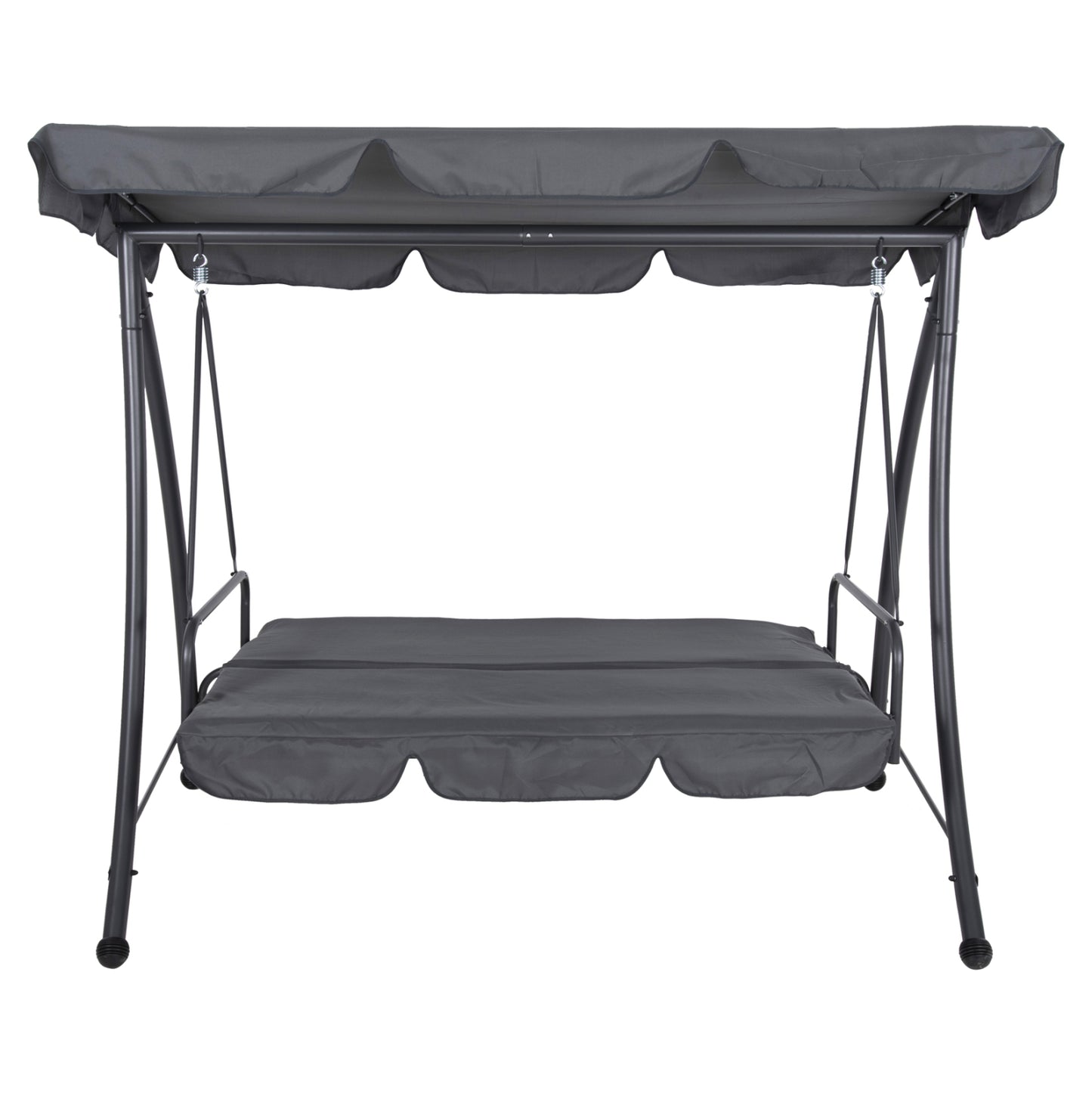 Porch Swinger-bed 3-seater With Sunshield Likid Hm5980.01 Metal Frame&fabric In Grey 194x119x210hcm.