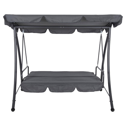 Porch Swinger-bed 3-seater With Sunshield Likid Hm5980.01 Metal Frame&fabric In Grey 194x119x210hcm.