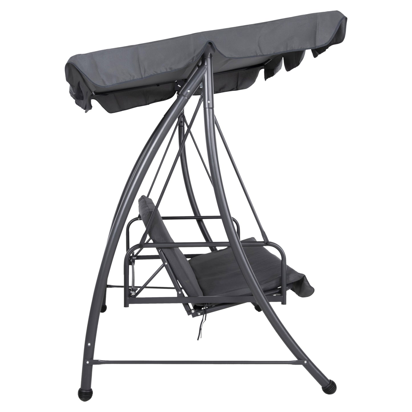 Porch Swinger-bed 3-seater With Sunshield Likid Hm5980.01 Metal Frame&fabric In Grey 194x119x210hcm.