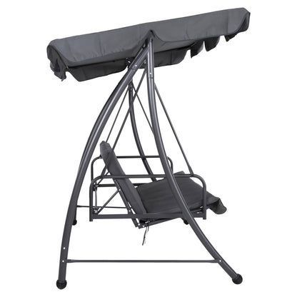 Porch Swinger-bed 3-seater With Sunshield Likid Hm5980.01 Metal Frame&fabric In Grey 194x119x210hcm.