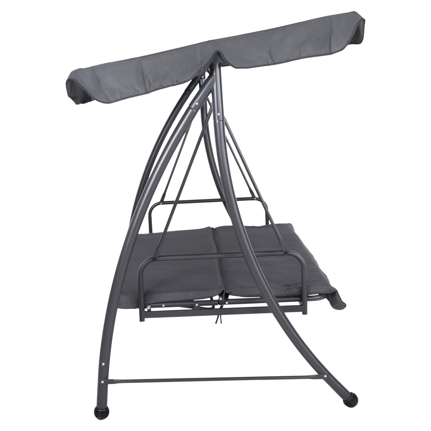 Porch Swinger-bed 3-seater With Sunshield Likid Hm5980.01 Metal Frame&fabric In Grey 194x119x210hcm.