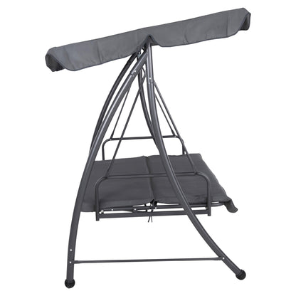 Porch Swinger-bed 3-seater With Sunshield Likid Hm5980.01 Metal Frame&fabric In Grey 194x119x210hcm.