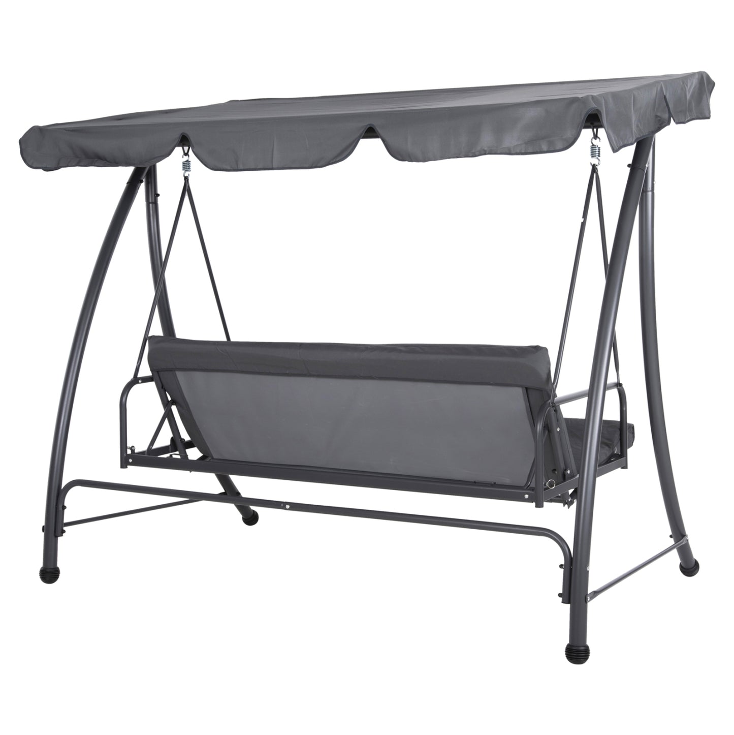 Porch Swinger-bed 3-seater With Sunshield Likid Hm5980.01 Metal Frame&fabric In Grey 194x119x210hcm.