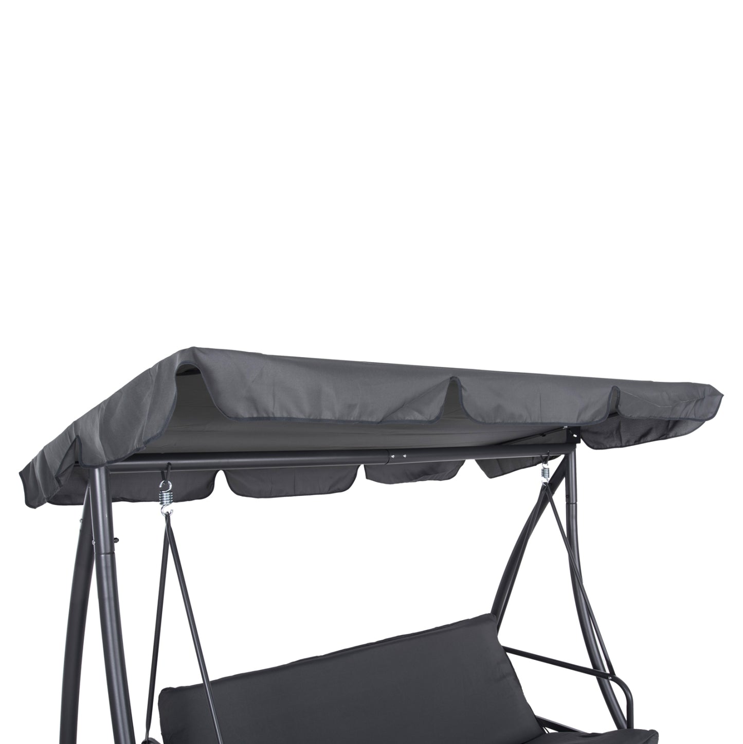 Porch Swinger-bed 3-seater With Sunshield Likid Hm5980.01 Metal Frame&fabric In Grey 194x119x210hcm.