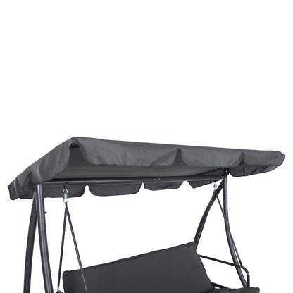 Porch Swinger-bed 3-seater With Sunshield Likid Hm5980.01 Metal Frame&fabric In Grey 194x119x210hcm.