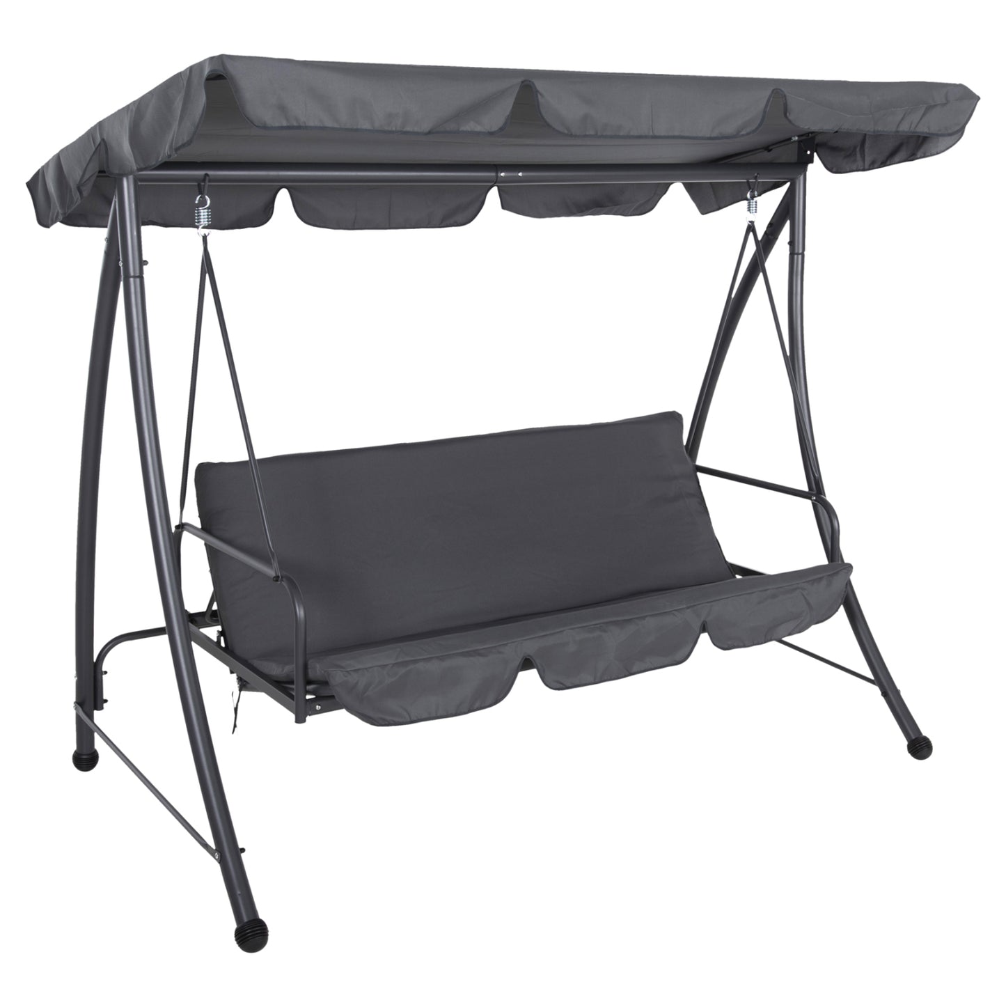 Porch Swinger-bed 3-seater With Sunshield Likid Hm5980.01 Metal Frame&fabric In Grey 194x119x210hcm.