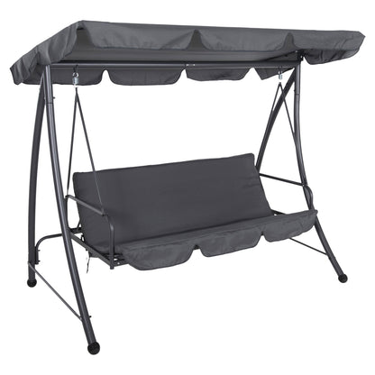 Porch Swinger-bed 3-seater With Sunshield Likid Hm5980.01 Metal Frame&fabric In Grey 194x119x210hcm.