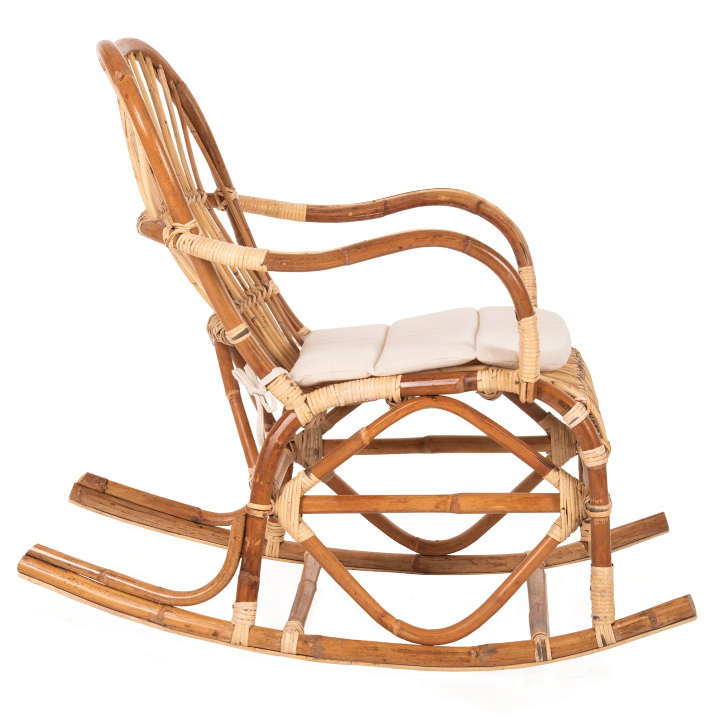 Rocking Rattan Armchair Santa Fe Hm9343 With Seat Cushion 60x103x90Ηcm.