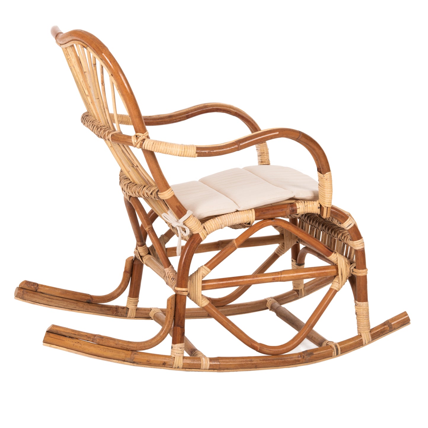 Rocking Rattan Armchair Santa Fe Hm9343 With Seat Cushion 60x103x90Ηcm.