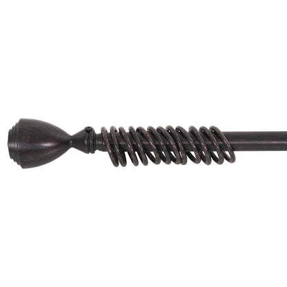 Metal Curtain Rod Hm11280.03 Foldable In Black-red Coloring With Cone Ends 110-210cm.