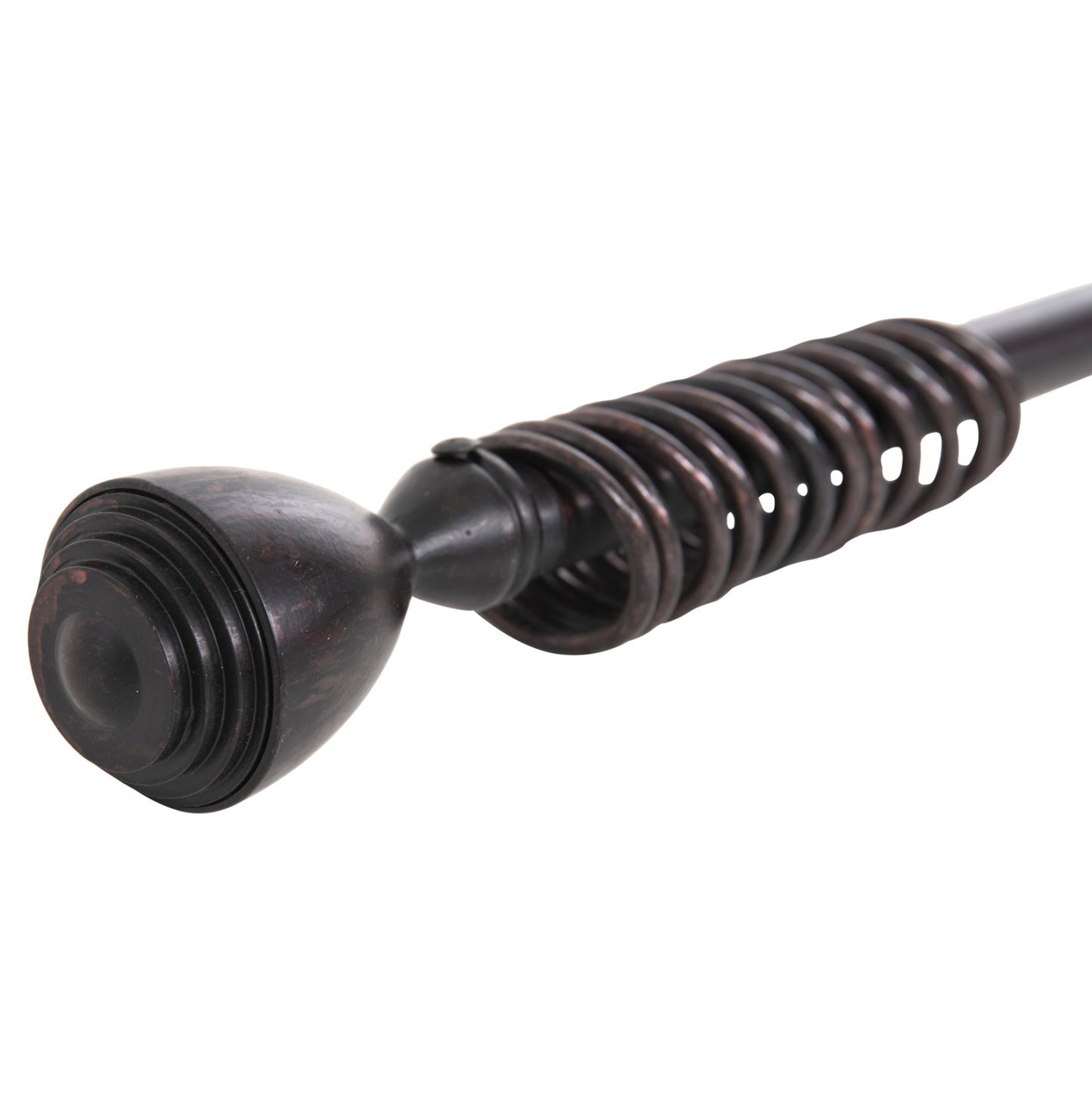 Metal Curtain Rod Hm11280.03 Foldable In Black-red Coloring With Cone Ends 110-210cm.