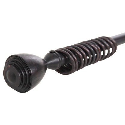 Metal Curtain Rod Hm11280.03 Foldable In Black-red Coloring With Cone Ends 110-210cm.