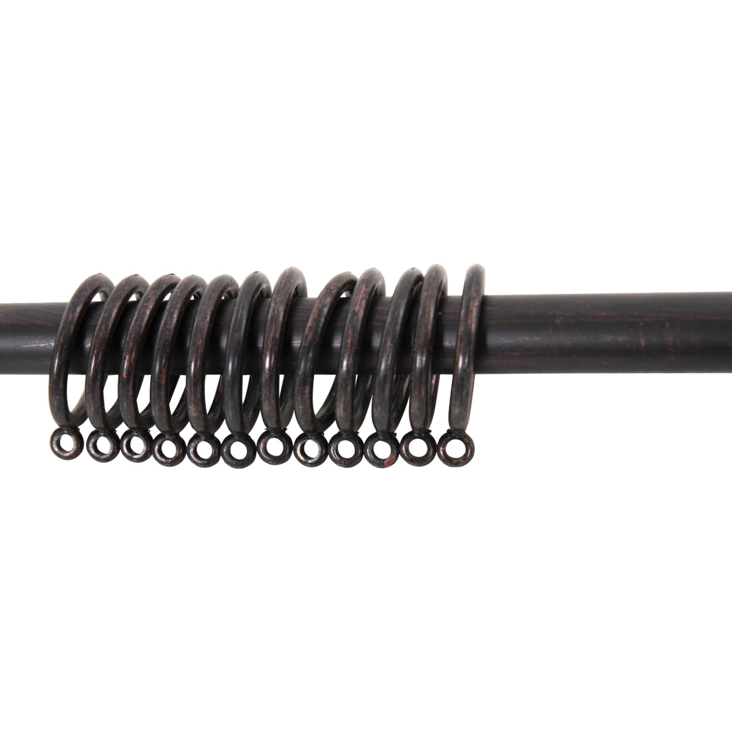 Metal Curtain Rod Hm11280.03 Foldable In Black-red Coloring With Cone Ends 110-210cm.