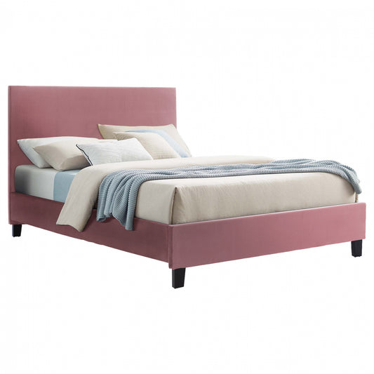 Dusty Pink Velvet Bed Hm553.12 For Mattress 150x200 Cm.