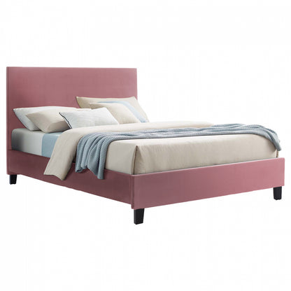 Dusty Pink Velvet Bed Hm553.12 For Mattress 150x200 Cm.
