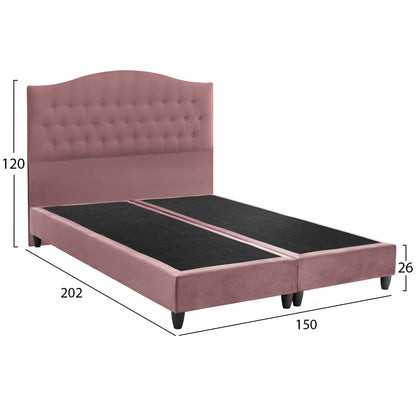 Hm638.12 Malena Bed, Dusty Pink Velvet, 150x200cm