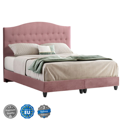 Hm638.12 Malena Bed, Dusty Pink Velvet, 150x200cm