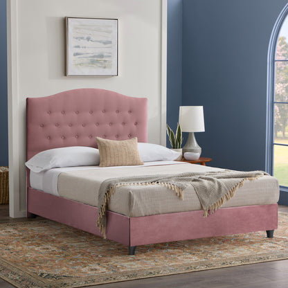 Hm647.12 Bed Malena, Dusty Pink Velvet, 120x200cm