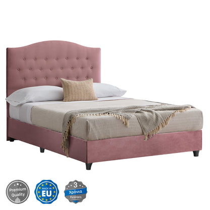 Hm647.12 Bed Malena, Dusty Pink Velvet, 120x200cm