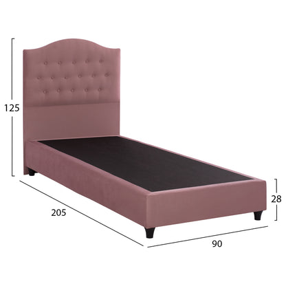Hm651.12 Bed Malena, Dusty Pink Velvet, 90x200