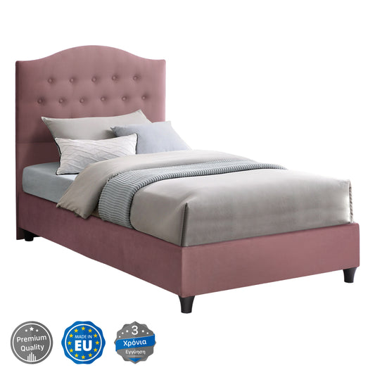 Hm651.12 Bed Malena, Dusty Pink Velvet, 90x200