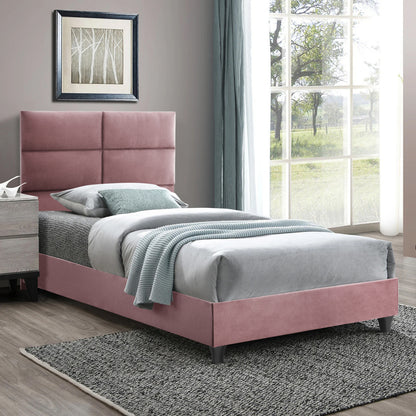 Hm652.12 Bed Milo, Dusty Pink Velvet, 90x200cm