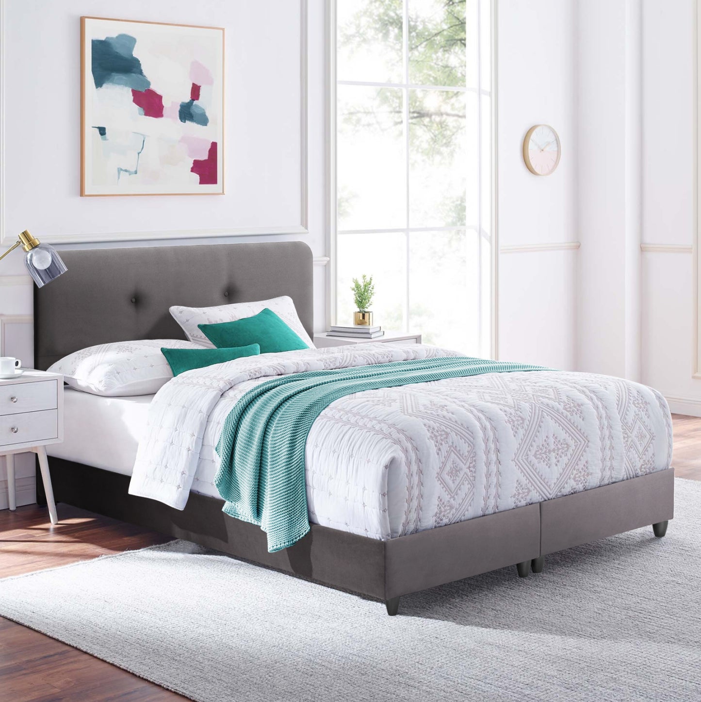 Hm637.10 Bed Dolores, Grey Velvet, 150x200